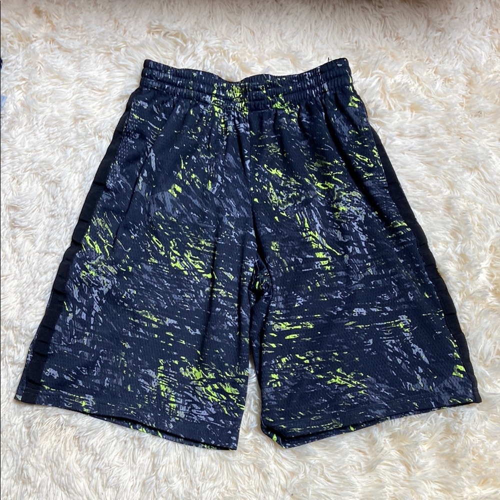 Youth Black and Green Athletic Shorts